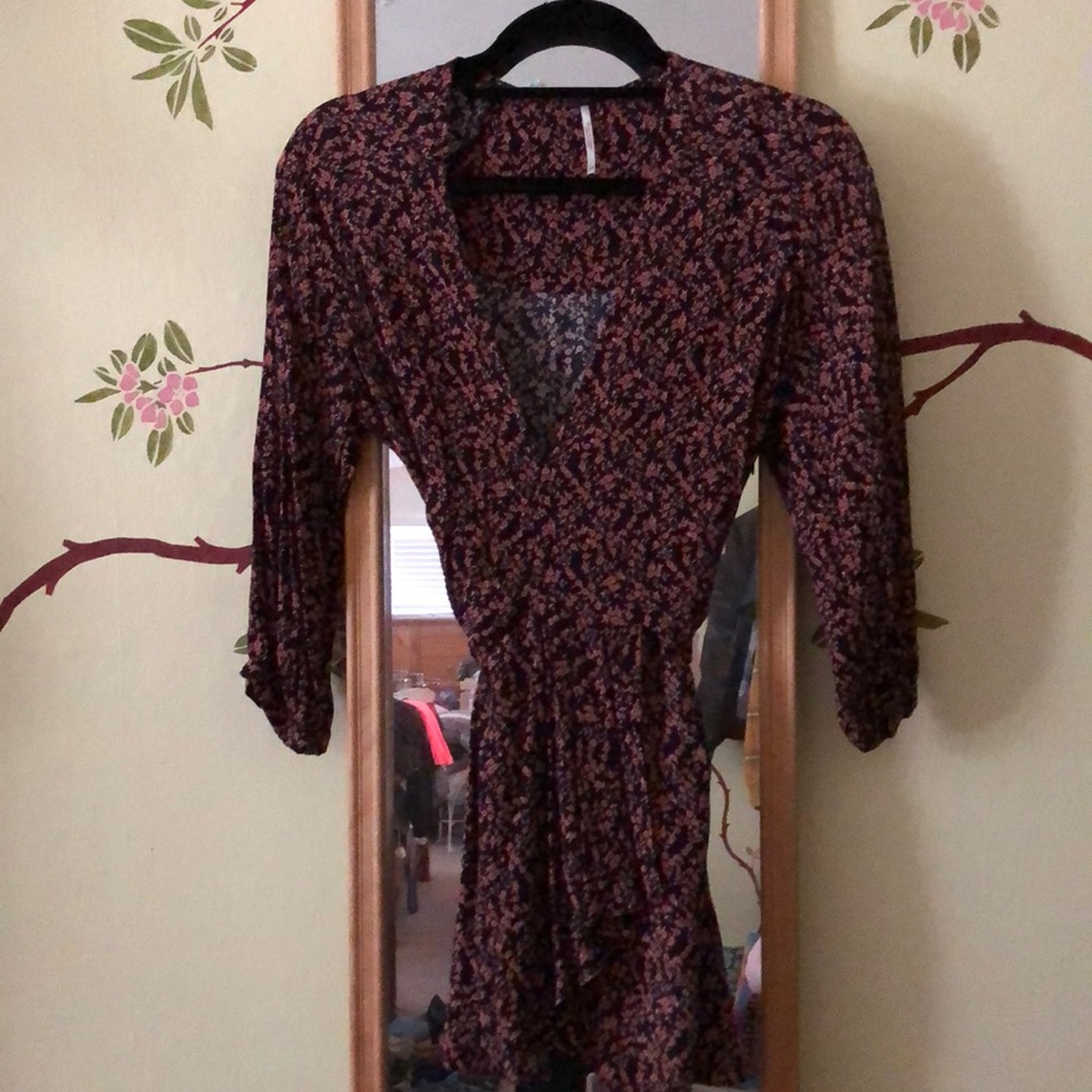 Free People floral faux-wrap tunic